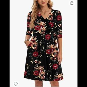 Wrap Dress for Women Casual V Neck Floral Party Swing A-Line Faux Wrap Midi NWT